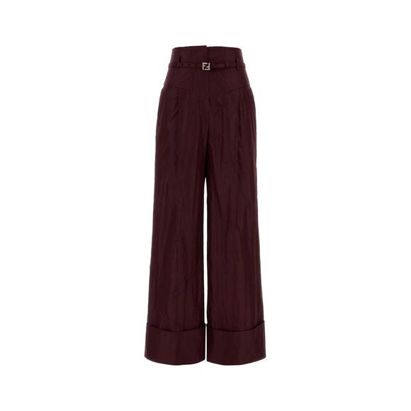 Fendi Women Burgundy Taffeta Pant